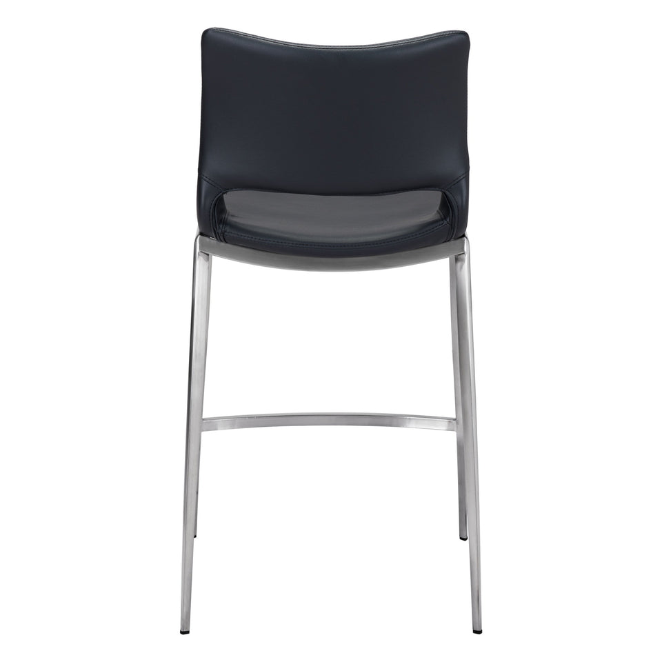 Ace Counter Stool (Set of 2) Black & Silver