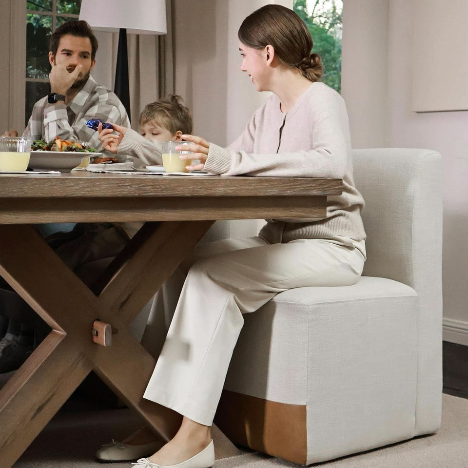 Rolling Dining Chair Set Of 2 With Casters Cognac Linen