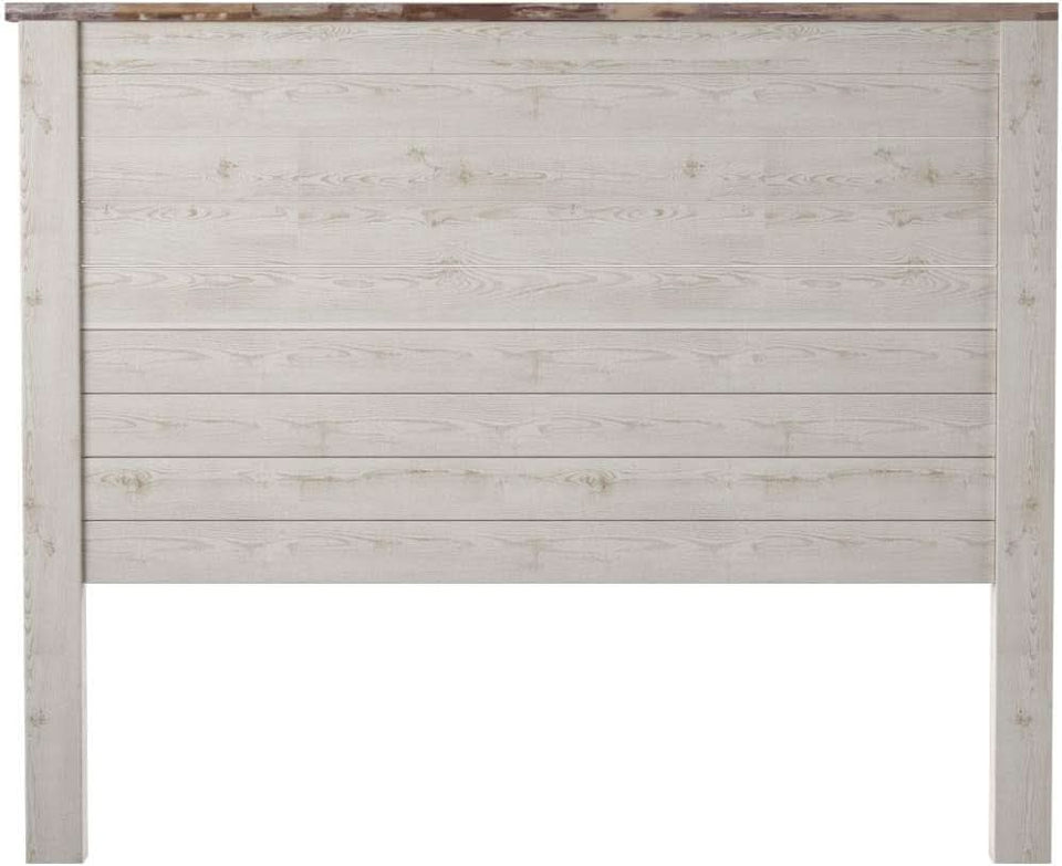 Queen Whitewash Farmhouse Panel Headboard for Chic Decor
