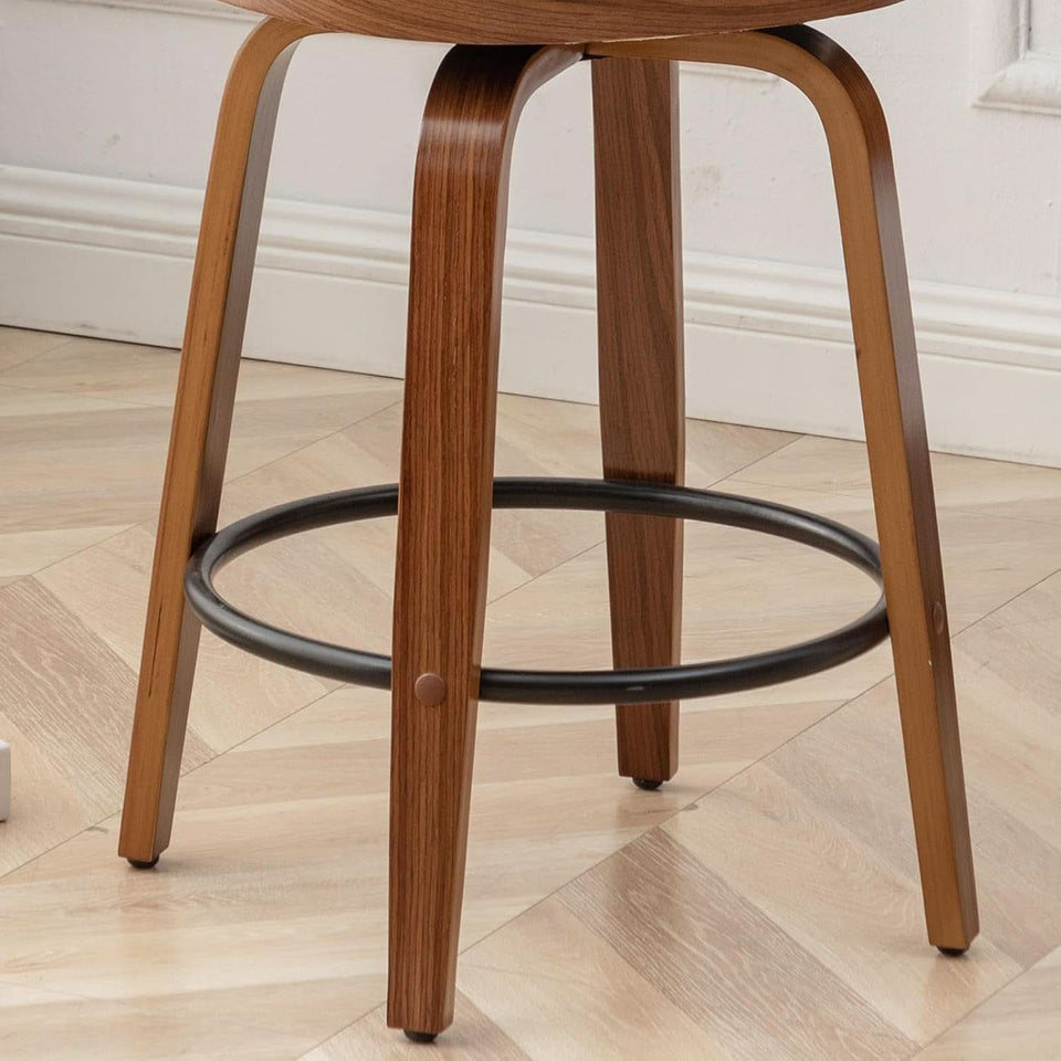 Mid-Century Modern Swivel Rattan Bar Stools Set