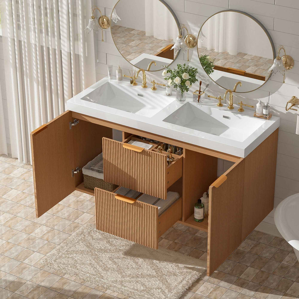 Modern Wall Mounted Bathroom Vanity, Soft Close Doors