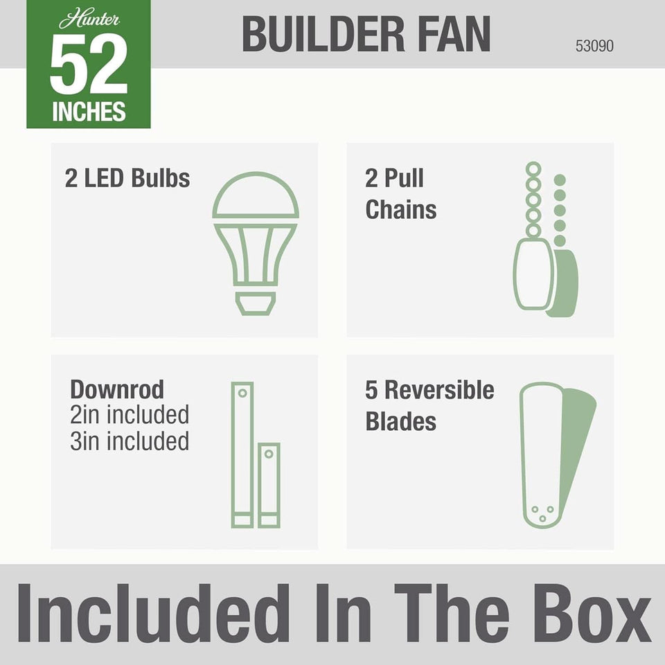 Builder Deluxe 52 Inch Brushed Nickel Indoor Ceiling Fan