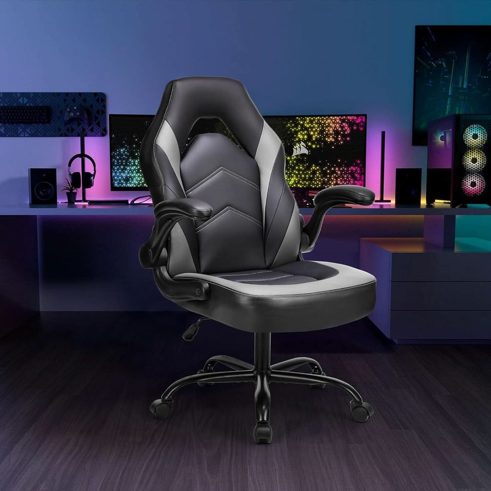 Big And Tall Leather Office Desk Gaming Chair With Adjustable Arms