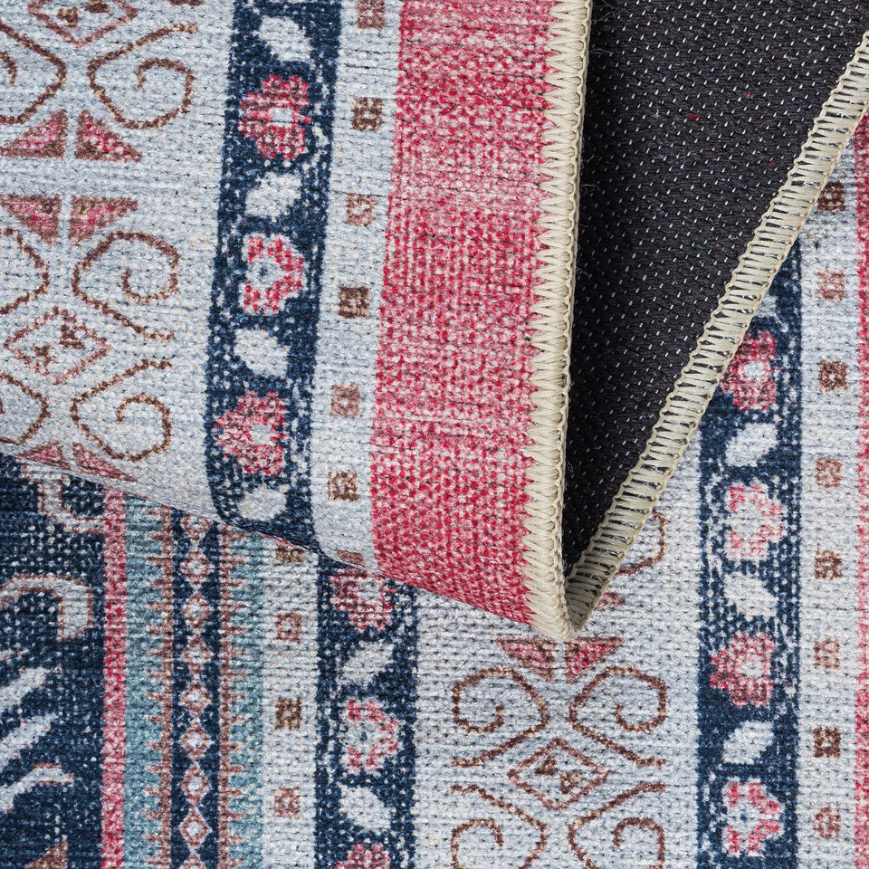 Paulina Pale Pink & Midnight Blue Persian Vintage Rug