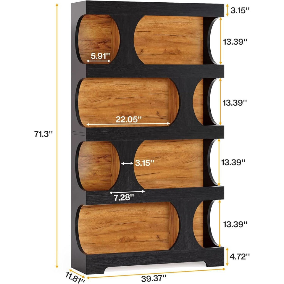 Black 71 Inch Tall Bookcase Modern Storage Display