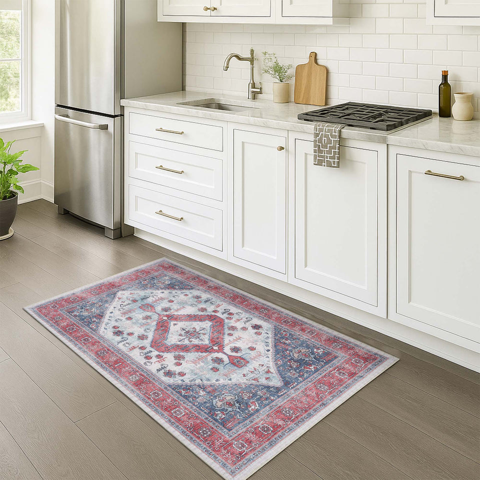 Sandrine Blue Orange Serapi Antique Persian Rug