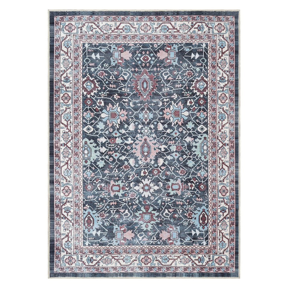 Axelle Blue Turkish Oushak Vintage Rug