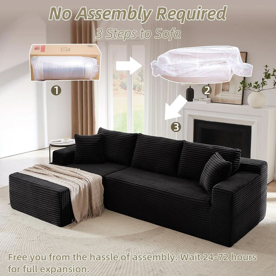 104 Inch L Shape Modular Sectional Couch with Chaise