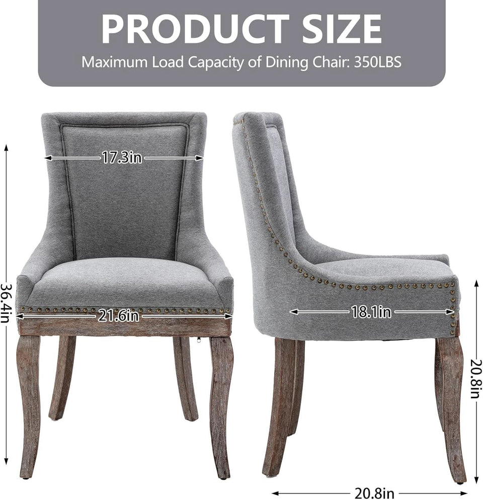 Grey High Back Dining Chairs Set Of 2 For Kitchen Use