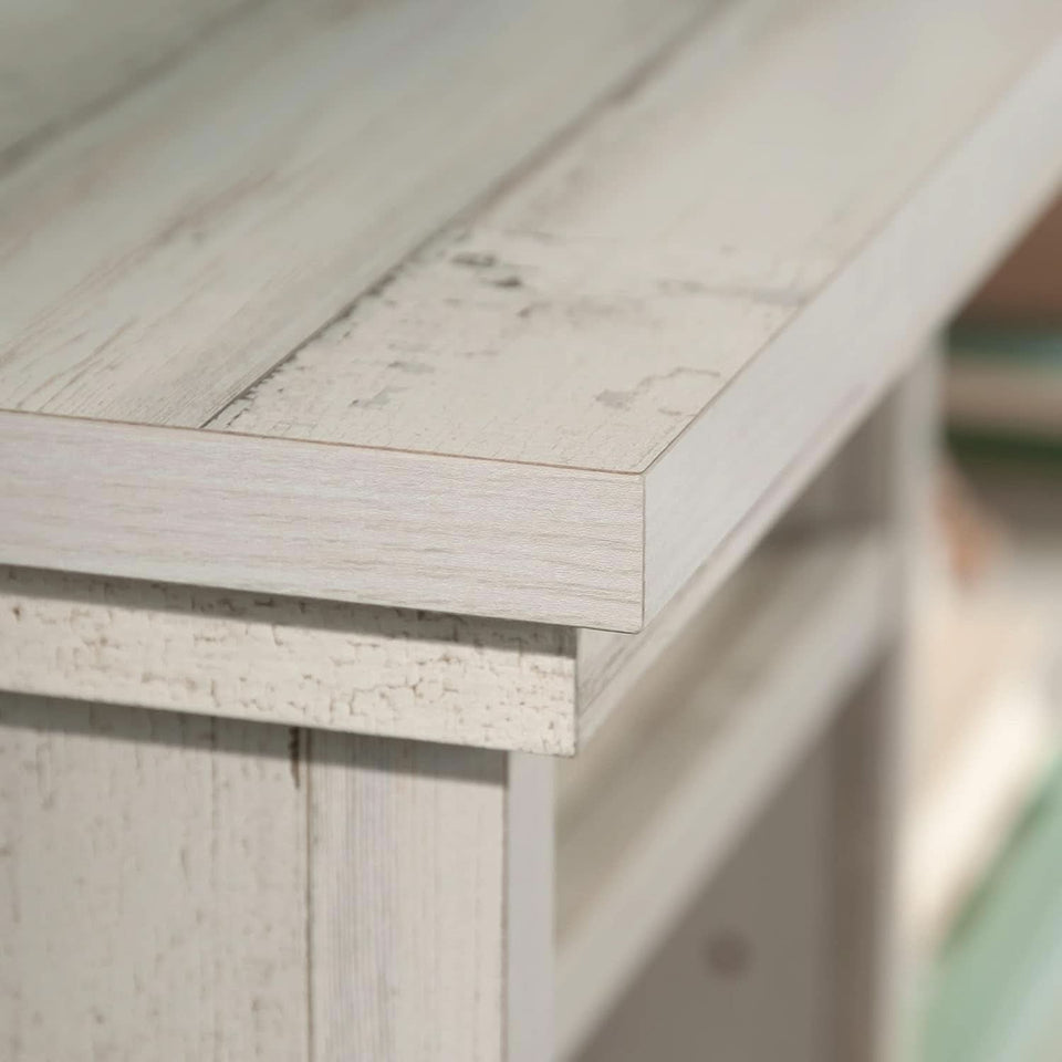 Versatile White Plank Headboard with Adjustable Storage Shelves