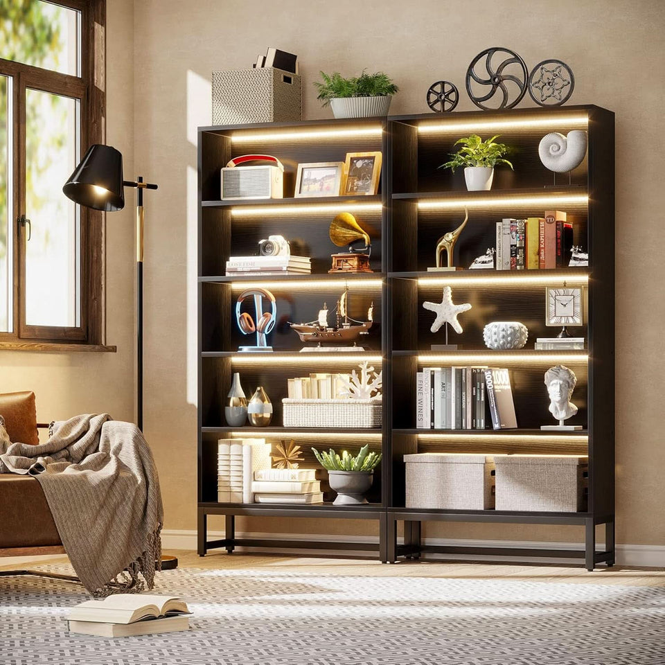Tall Bookcase 70.8 Inch Led Lights For Living Room