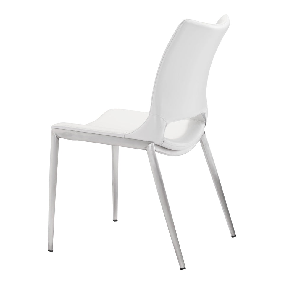 Ace Dining Chair (Set of 2) White & Silver