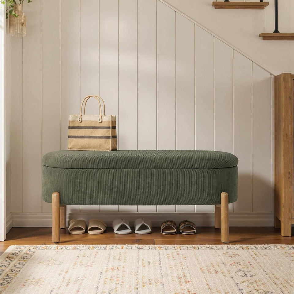 Green Oversized Storage Solution Bench Ottoman Bedroom