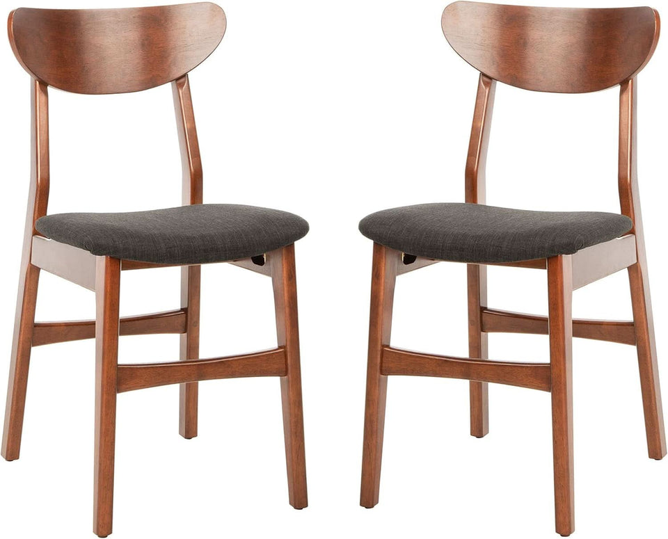 Walnut Finish Dining Chairs With Black Cushions Set Of 2