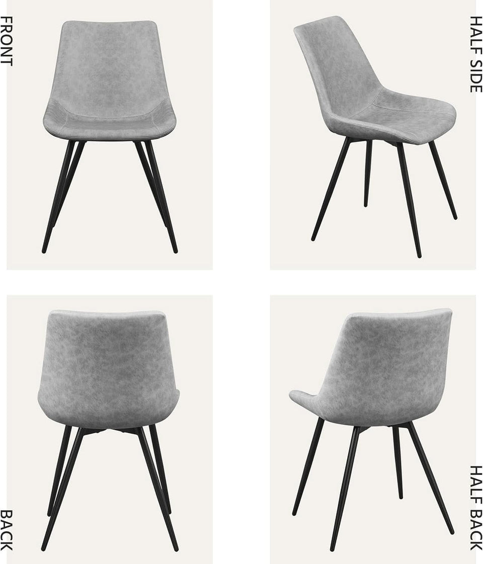 Dining Chairs Set Of 2 Grey Faux Leather With Metal Legs