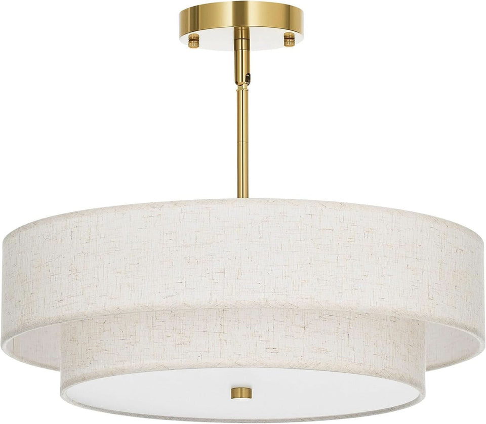 4 Light Drum Chandelier 18 Inch Antique Brass Pendant Light