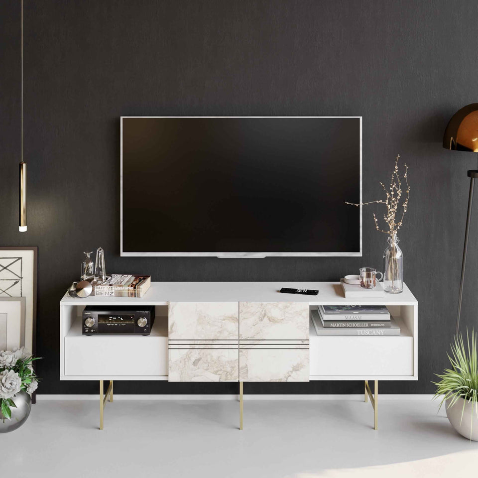 Derin 71" Media Console and TV Stand with Cabinets and Shelves for TVs up to 80"