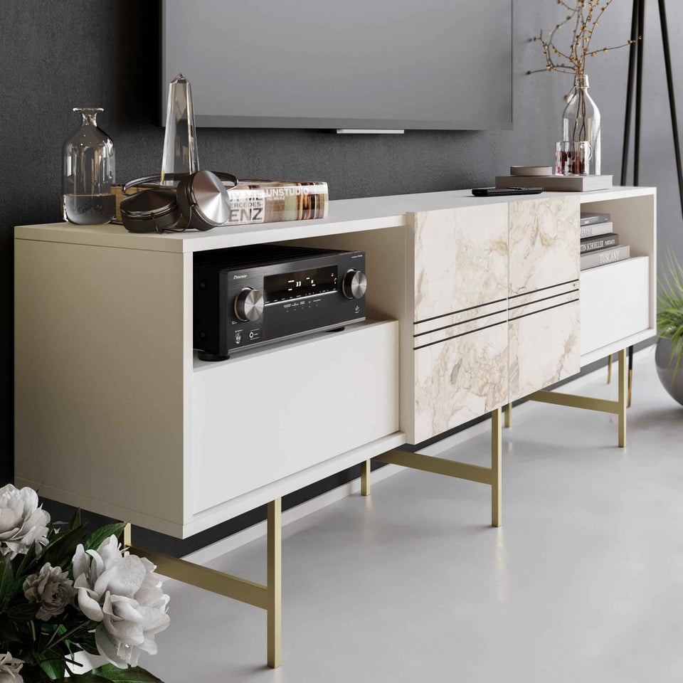 Derin 71" Media Console and TV Stand with Cabinets and Shelves for TVs up to 80"