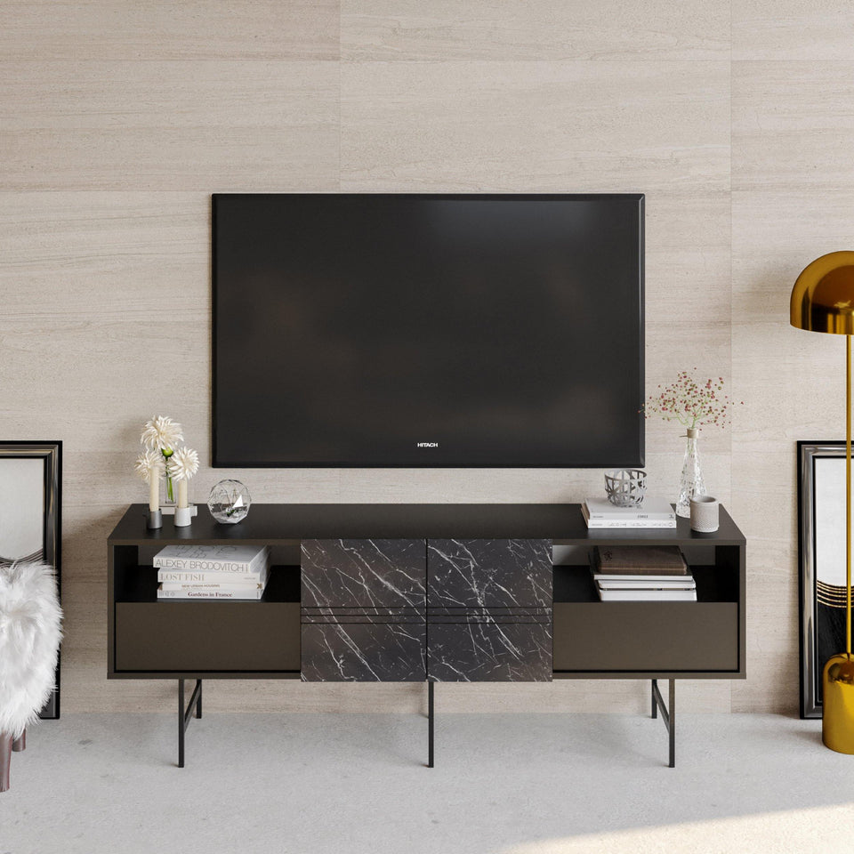 Derin 71" Media Console and TV Stand with Cabinets and Shelves for TVs up to 80"