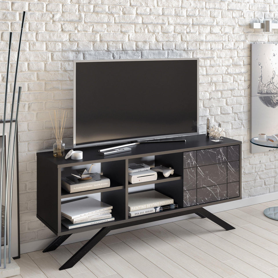 North 51" TV Stand and Media Console with A Cabinet and Shelves