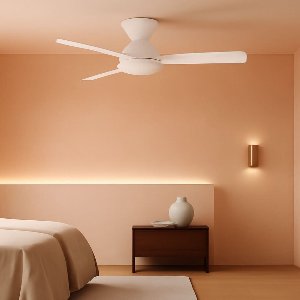 42 Inch White Ceiling Fan With Remote Control And Dimmable Lights