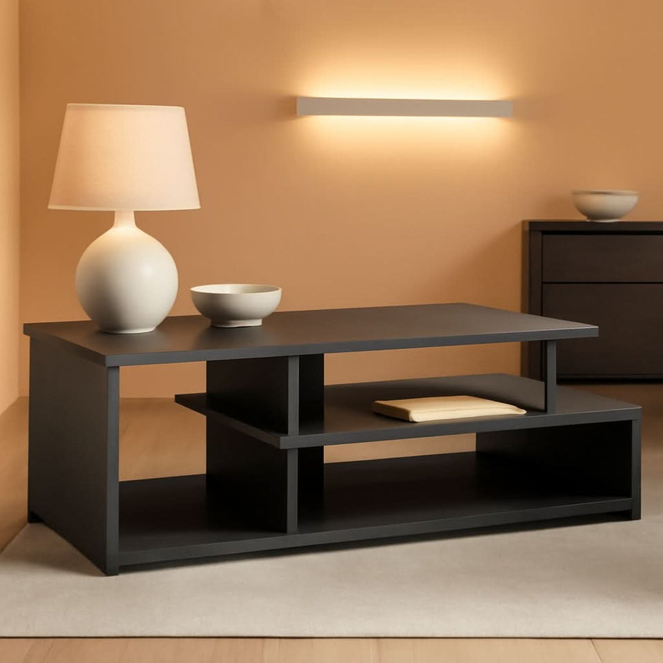 Econ Low Rise TV Stand Black For Small Spaces Living Room