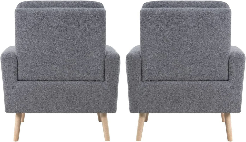 Gray Mid Century Modern Plush Upholstered Armchair