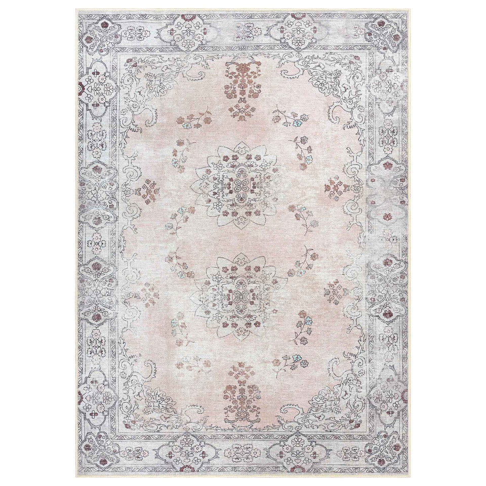 Lite Pink Oushak Area Washable Rug
