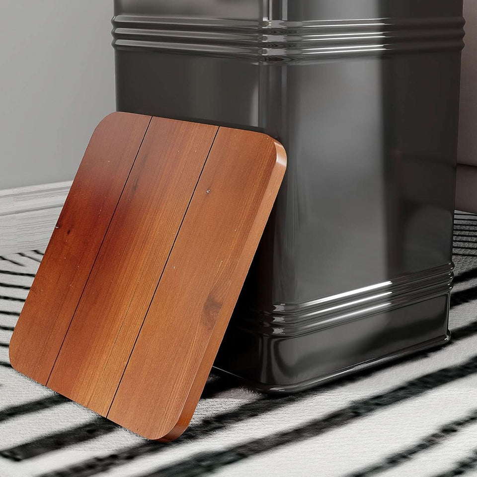 Industrial Black Storage Ottoman With Removable Lid