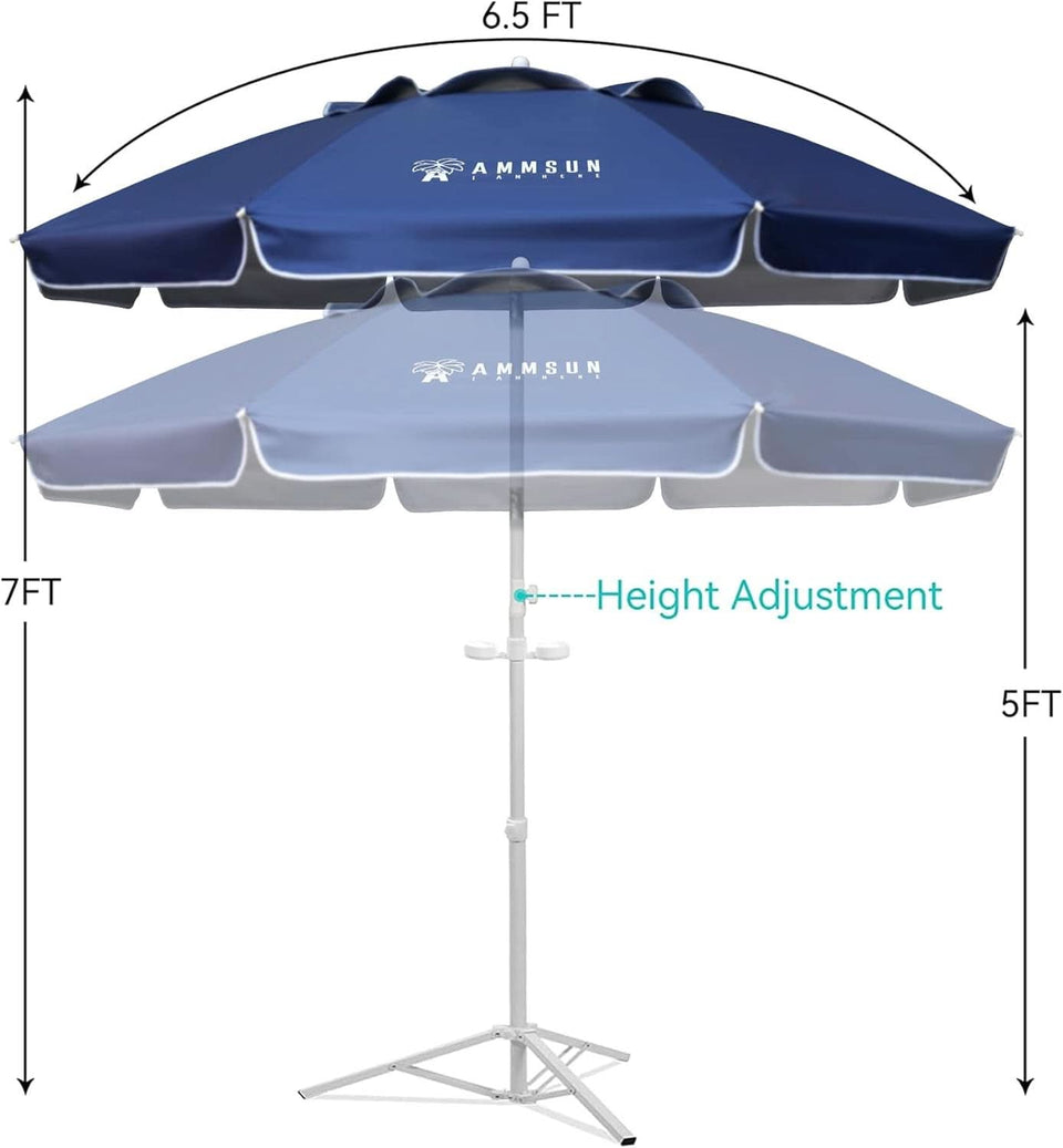 Six Point Five Foot Portable Shade Umbrella With Stand