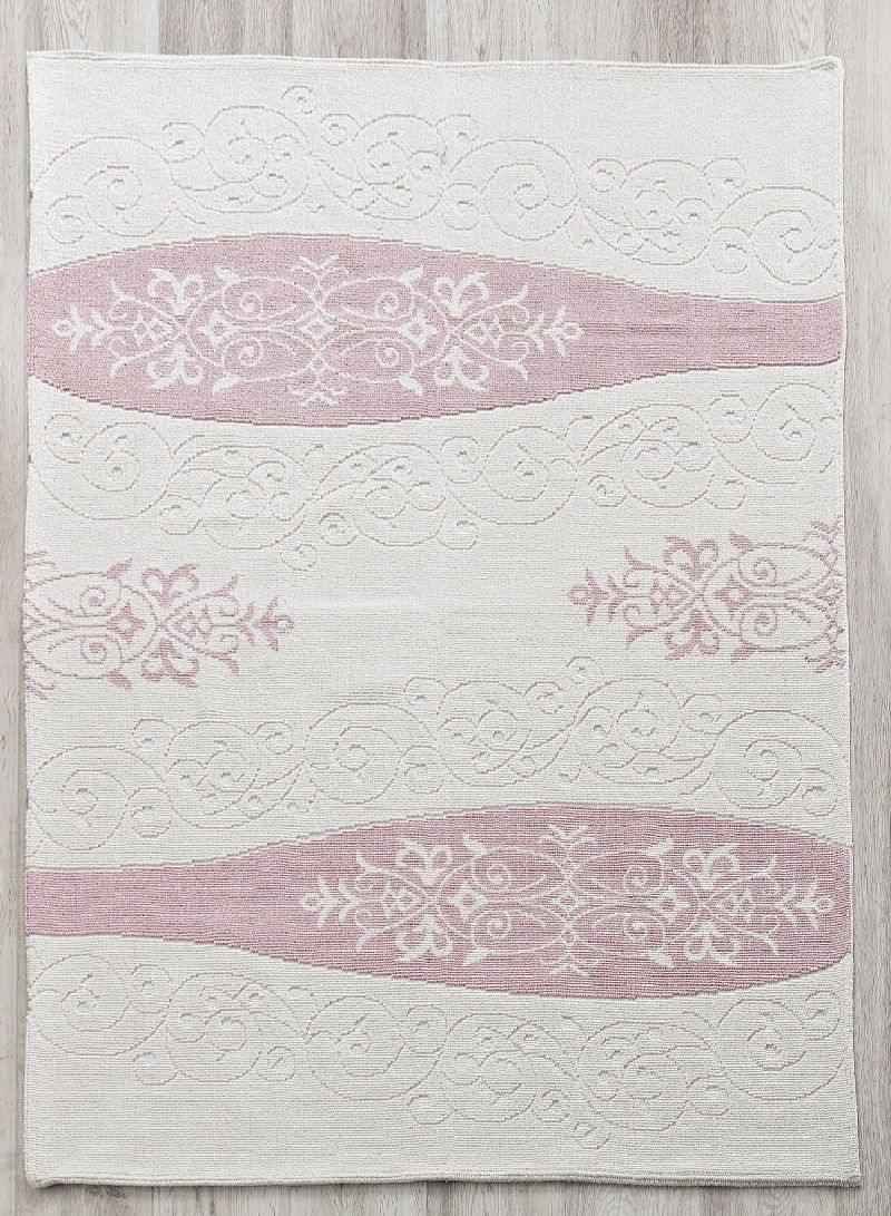 Vase 100% Cotton Washable Area Rug - Pink, White & Light Cream