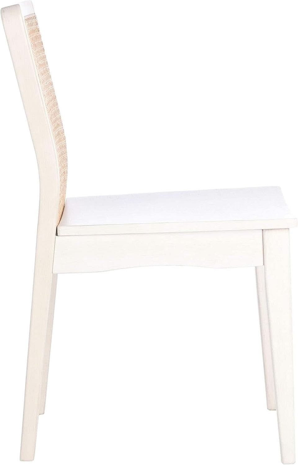 Coastal White And Natural Rattan Dining Chair Set Of 2