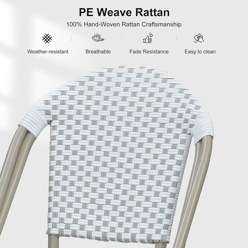 French Style Outdoor Bar Stools Set Of 2 27 Inch White And Grey