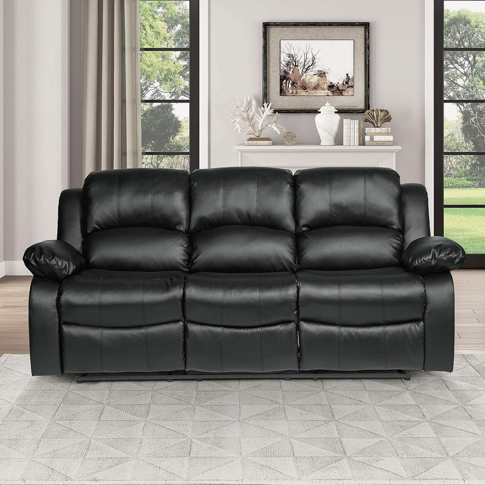 Humphreys Double Reclining Loveseat Black Faux Leather
