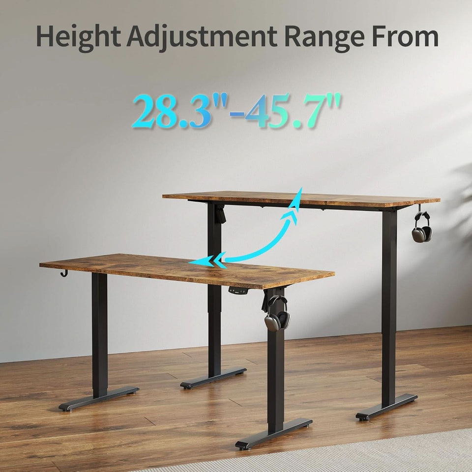 Electric Standing Desk 48x24 Height Adjustable With Memory Presets Rustic Brown