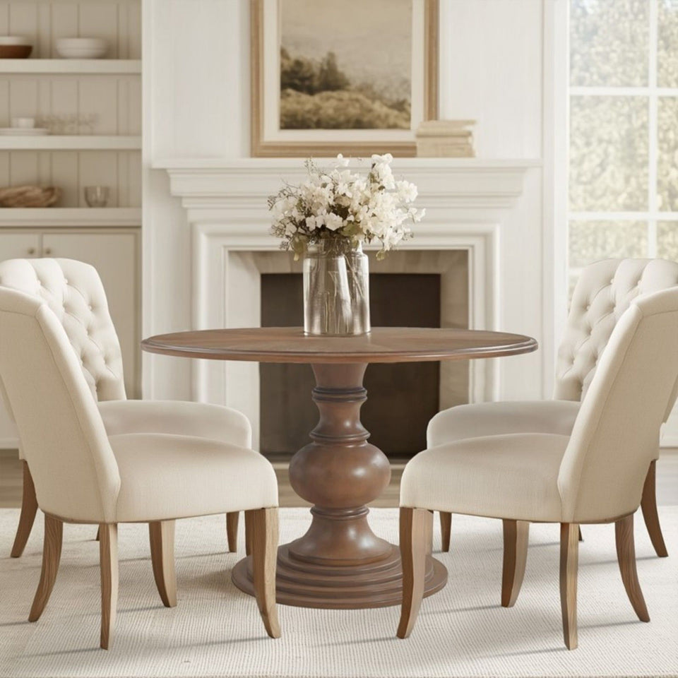 Round Pedestal Dining Table - Walnut