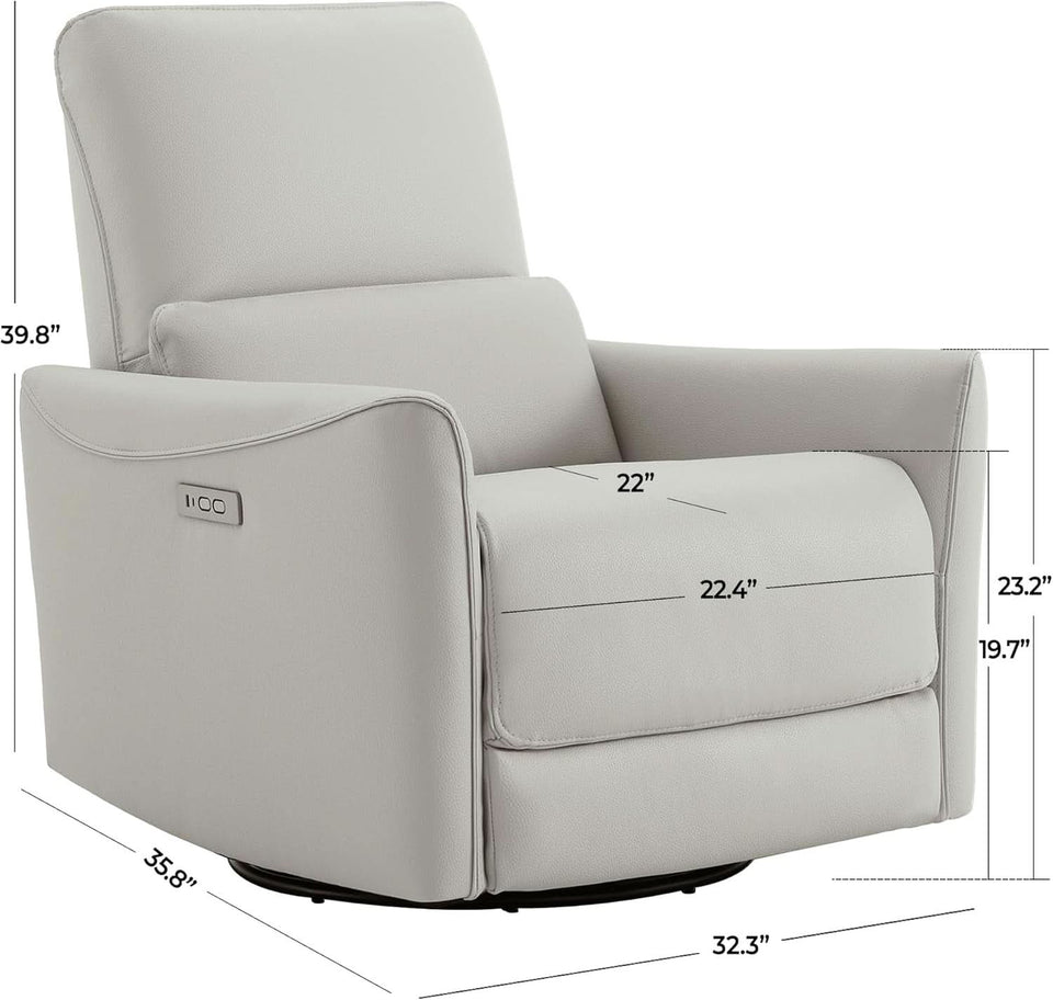 Cream Power Recliner Chair With USB Charging Lumbar Support