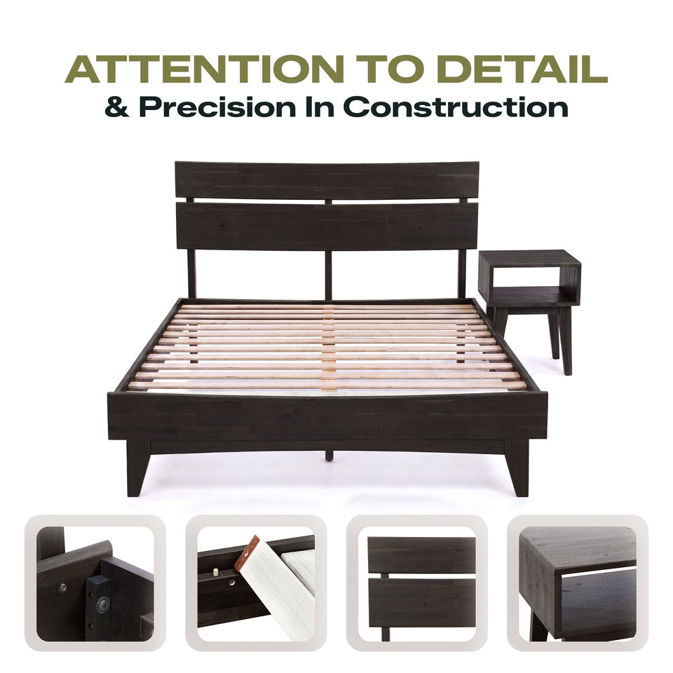 [Buy 1 Get 1] Aurora Solid Wood Bed Frame & Nightstand