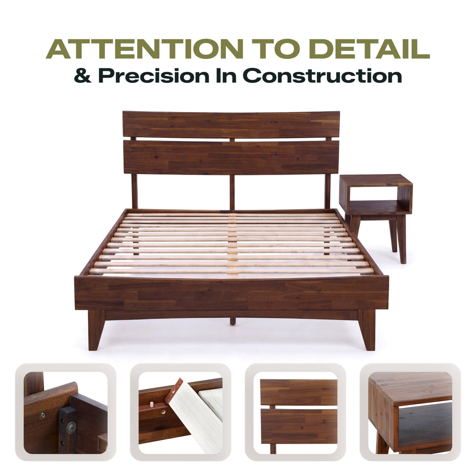 [Buy 1 Get 1] Aurora Solid Wood Bed Frame & Nightstand
