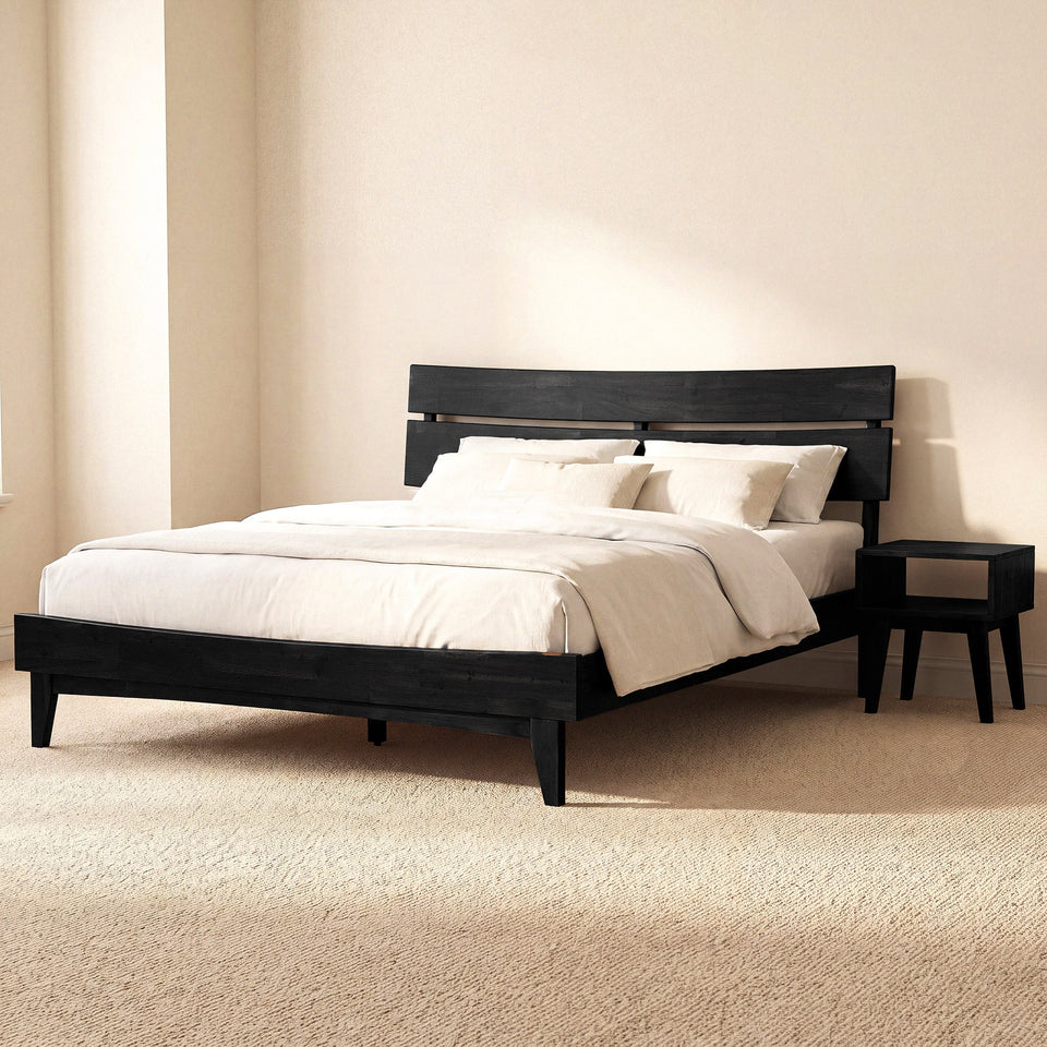 [Buy 1 Get 1] Aurora Solid Wood Bed Frame & Nightstand