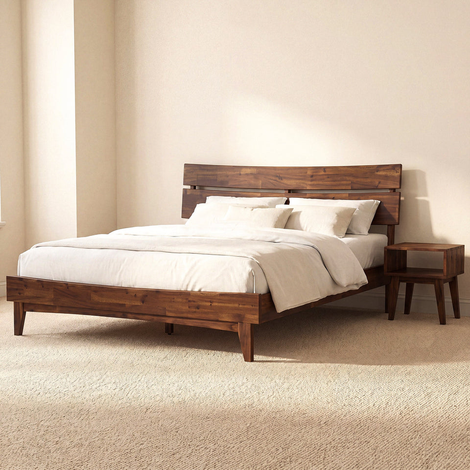 [Buy 1 Get 1] Aurora Solid Wood Bed Frame & Nightstand