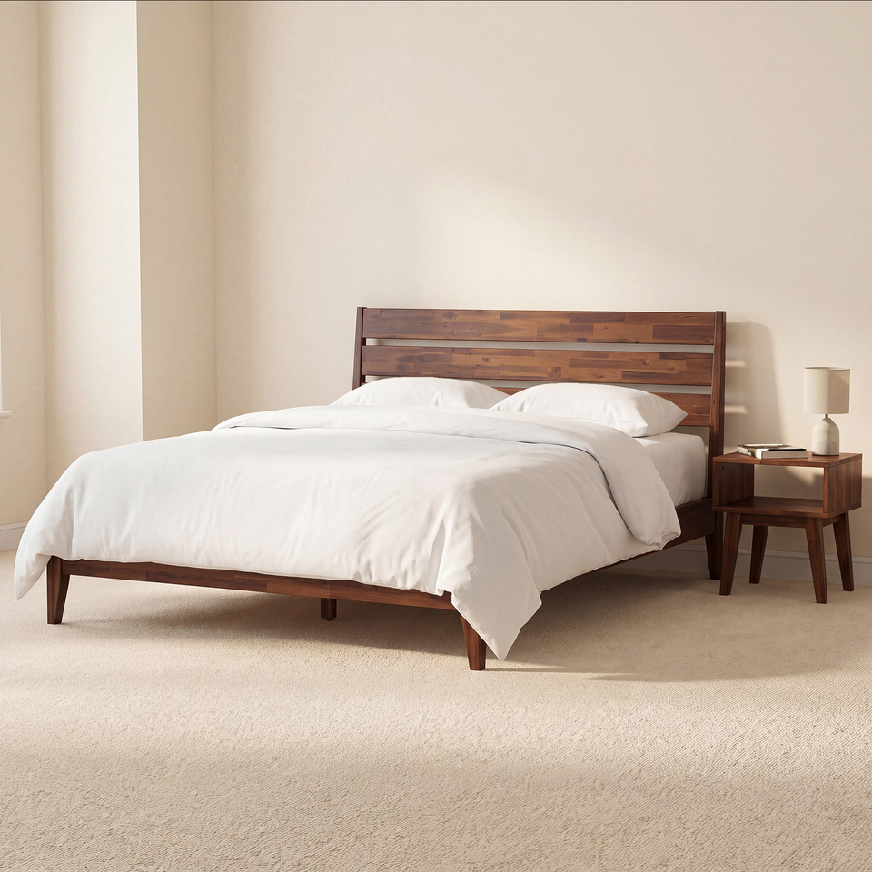 [Buy 1 Get 1] Emery Solid Wood Bed Frame & Nightstand