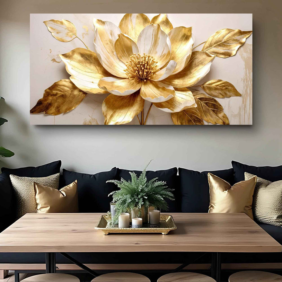 Golden Dandelion Minimalist Abstract Wall Art VIII