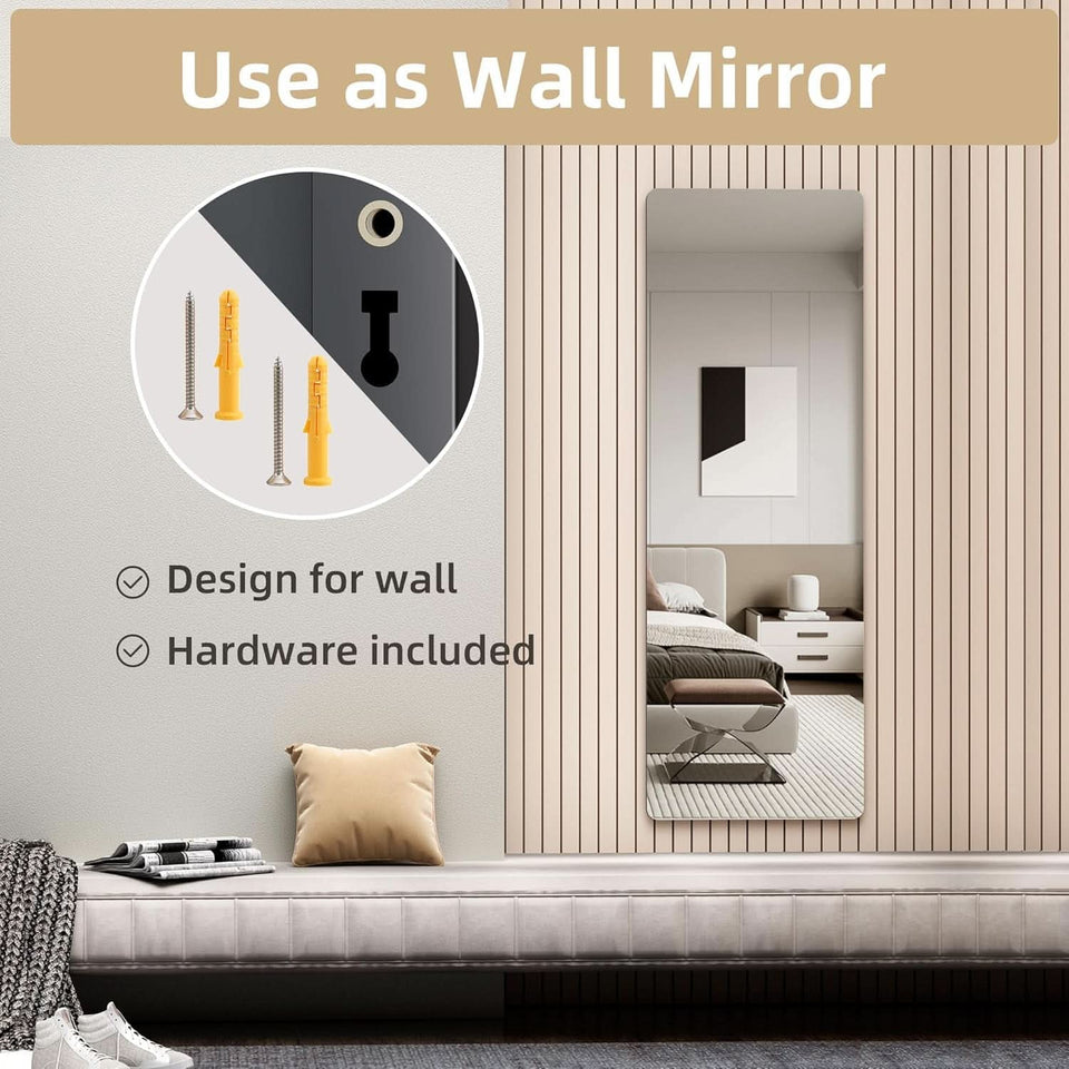 Door Mirror Full Length 47-Inch By 16-Inch Over Door Black