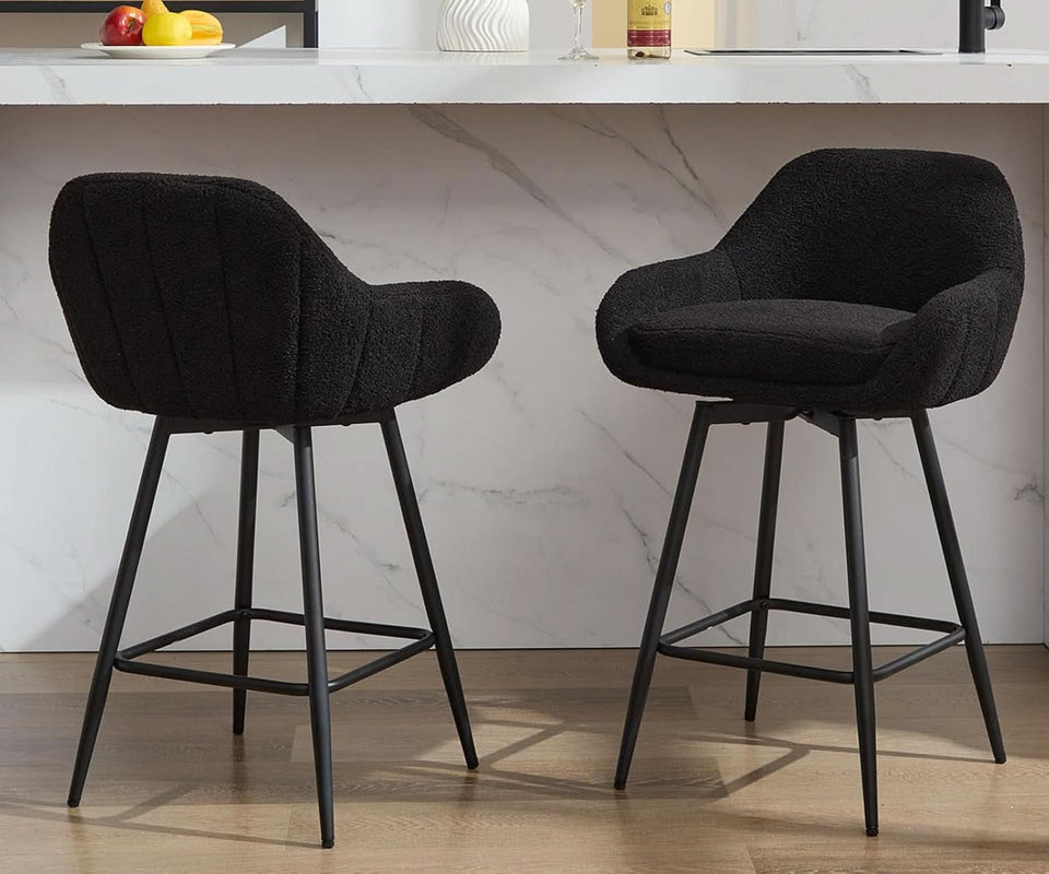 Modern Swivel Bar Stools Set of Two Comfortable Design