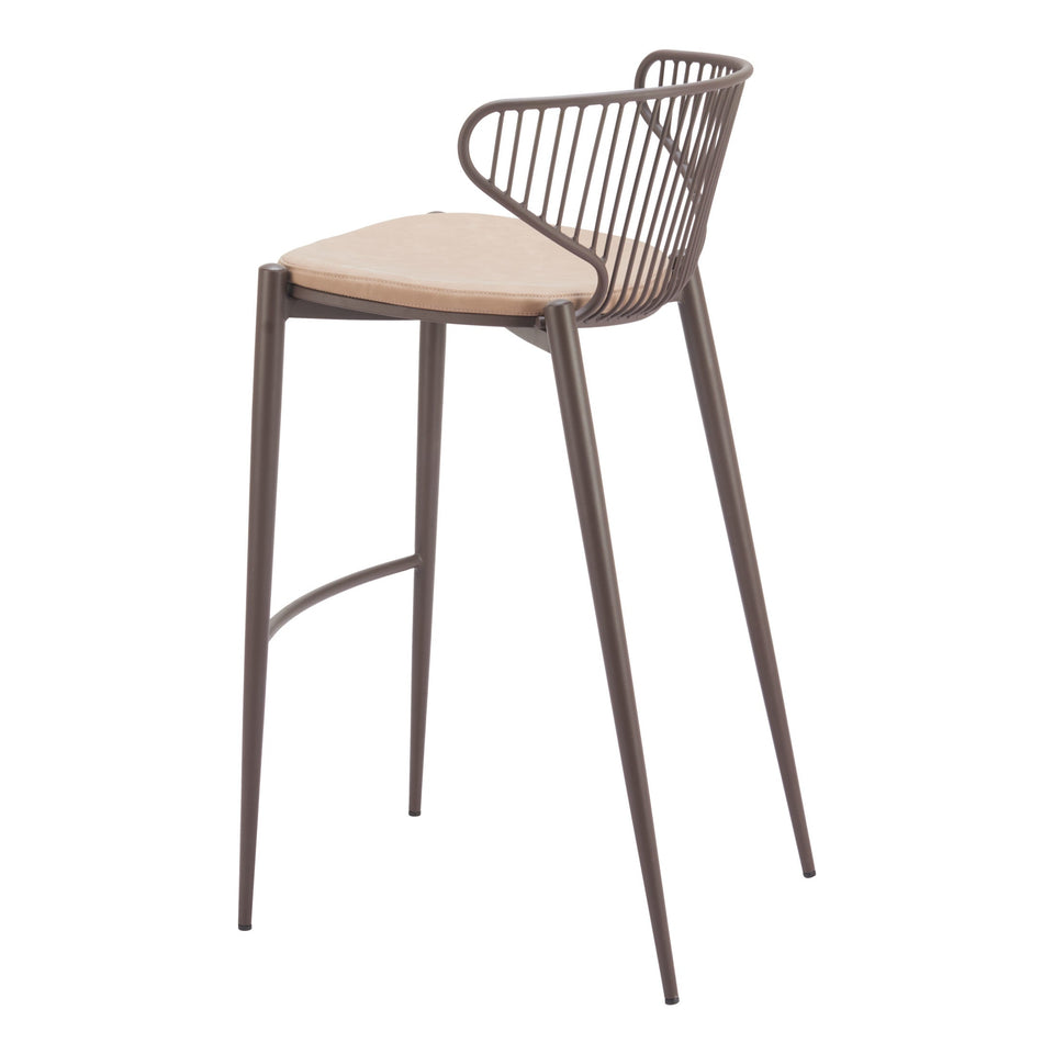 Silues Barstool (Set of 2) Taupe & Brown