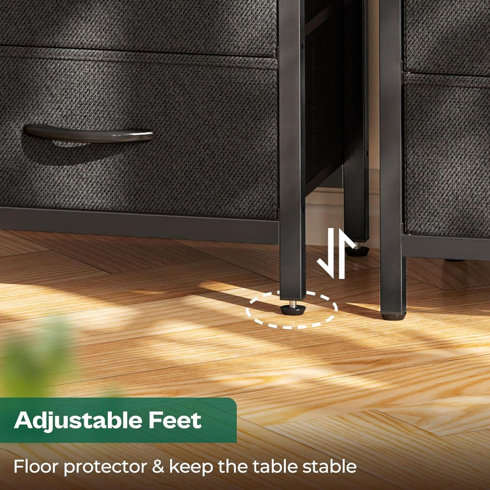 Black Five Drawer Dresser With Integrated Charging Station