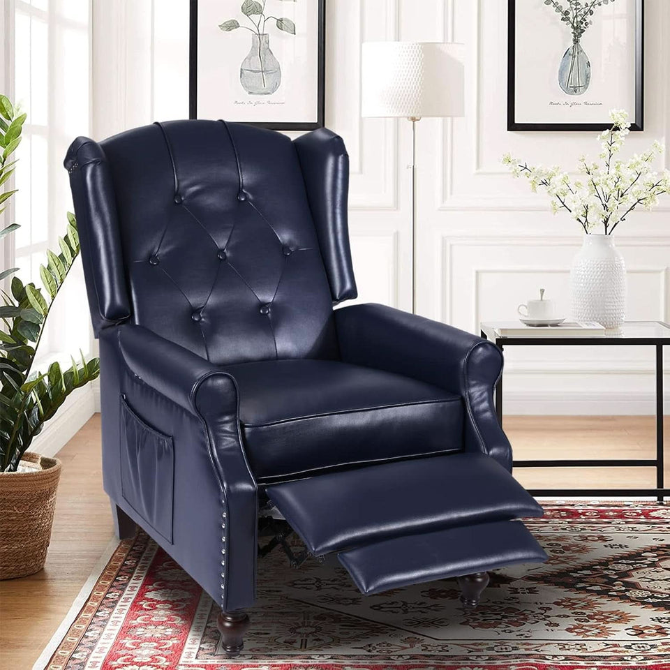 Wingback Recliner Chair Massage And Heat Tufted PU Leather