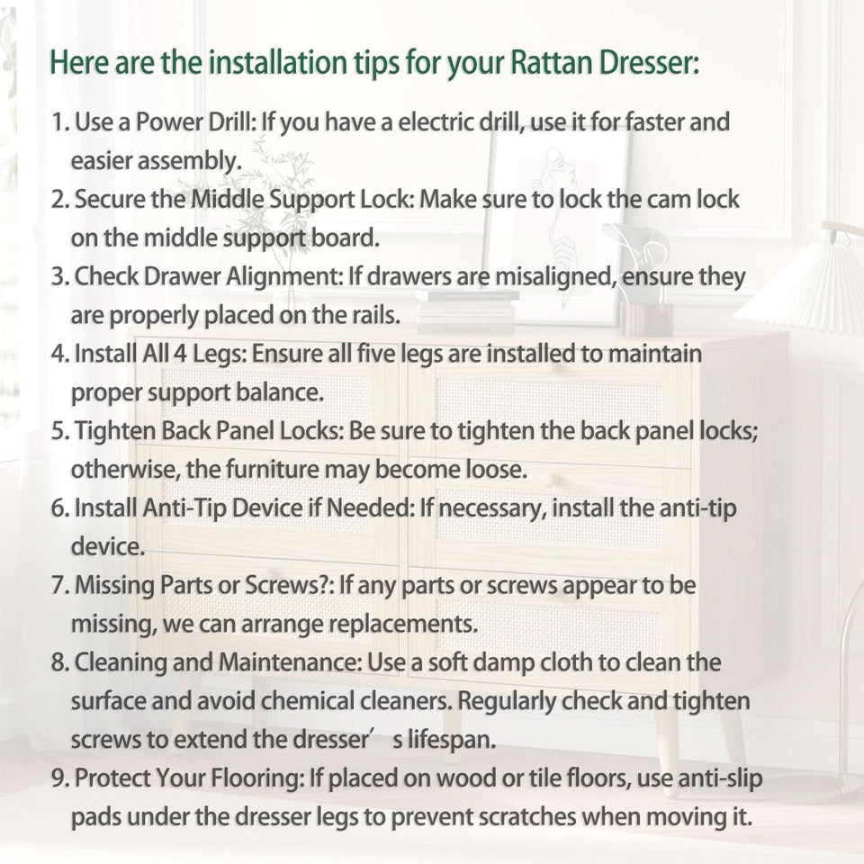 Space-Saving 3-Drawer Rattan Dresser For Bedroom Storage