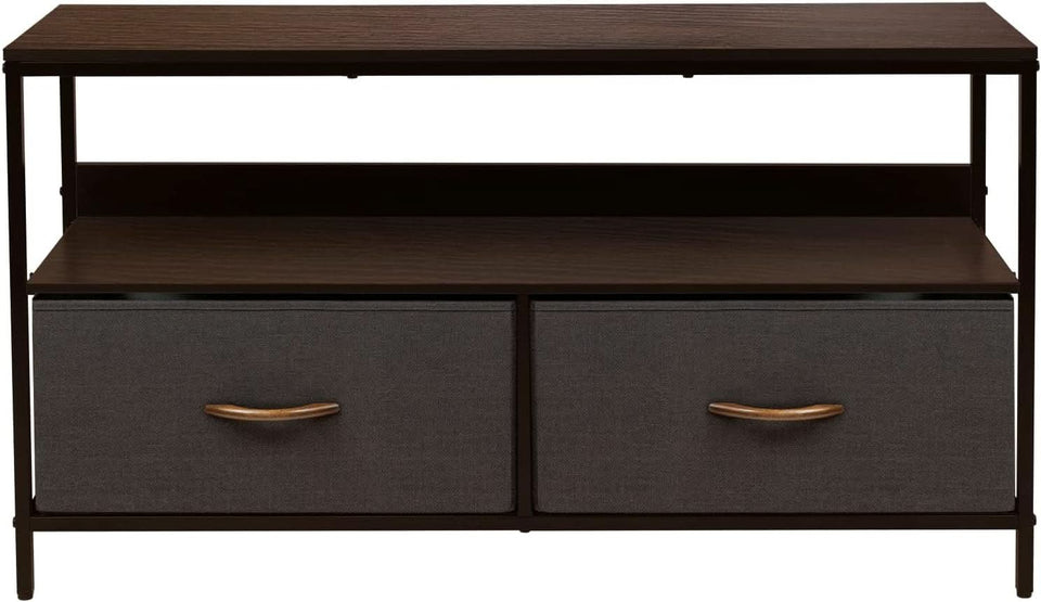 Dresser Style TV Stand With Two Drawers And Wood Top